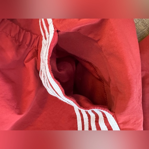 Cali1850 Muted Red Nylon Track Pants with White Stripe Ankle Ties Y2K NWOT - Picture 12 of 15